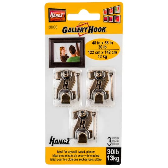 HangZ&#x2122; 30lb. Gallery Picture Hooks, 3ct.